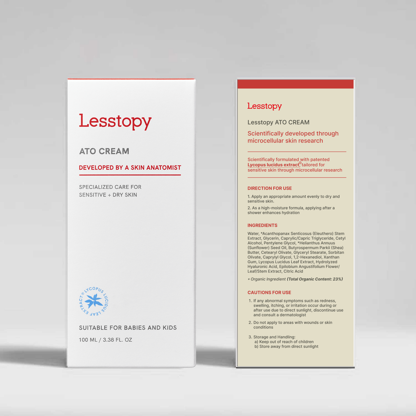 Lesstopy ATO Cream for Infants, Organic Sensitive Skin Moisturizer