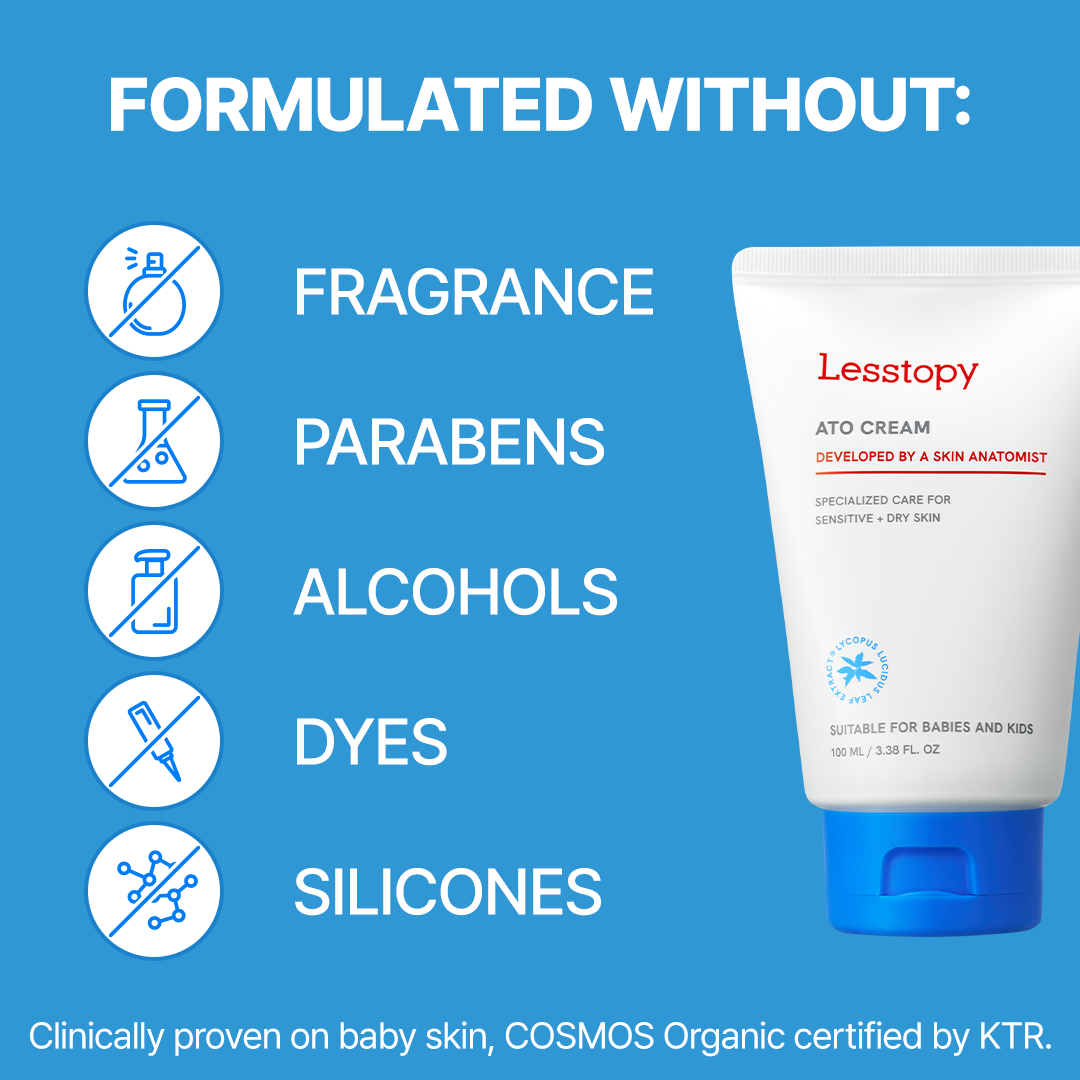 Lesstopy ATO Cream for Infants, Organic Sensitive Skin Moisturizer