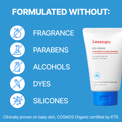 Lesstopy ATO Cream for Infants, Organic Sensitive Skin Moisturizer